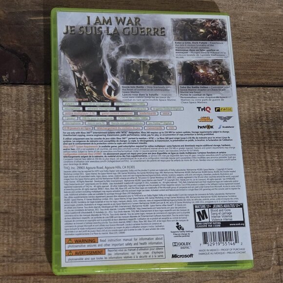 Warhammer 40000: Space Marine (Xbox 360, 2011) CIB, Tested - Picture 2 of 7